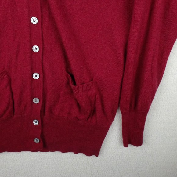 Woolovers Cardigan Womens Medium Red Burgandy Cashmere Merino Button Up Preppy - Picture 3 of 12
